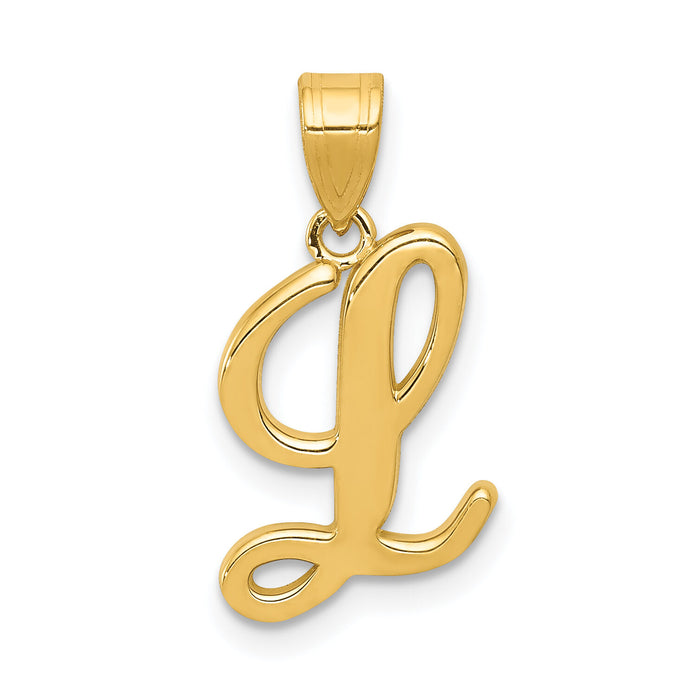 14KY Script Letter L Initial Pendant-YC993L