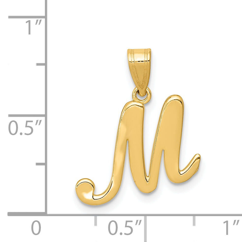 14KY Script Letter M Initial Pendant-YC993M
