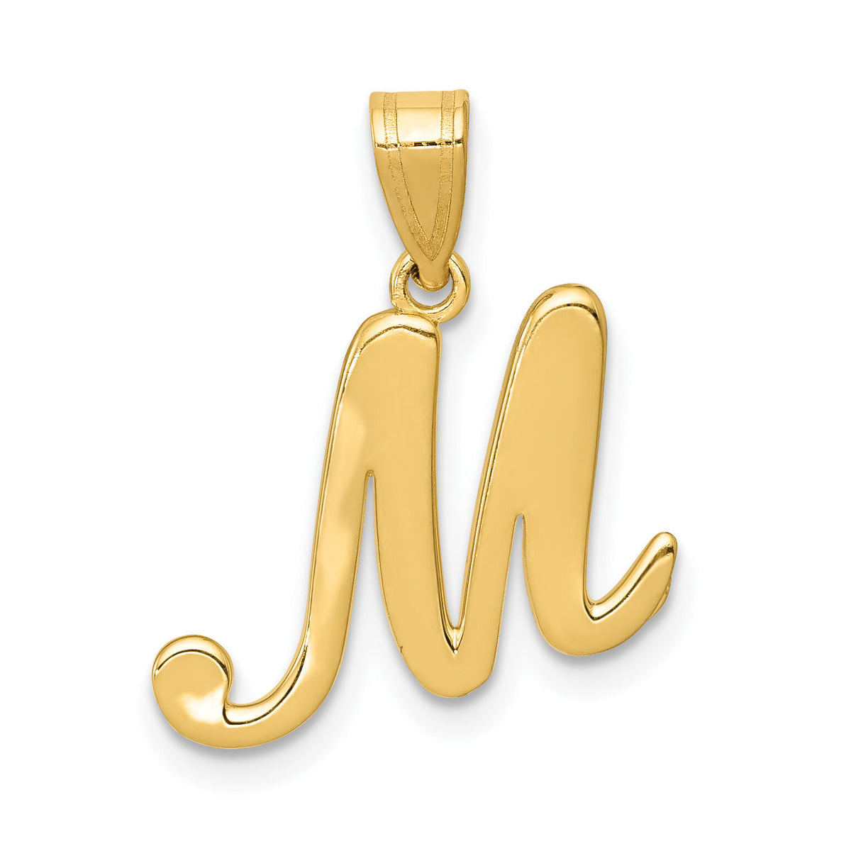 14KY Script Letter M Initial Pendant-YC993M
