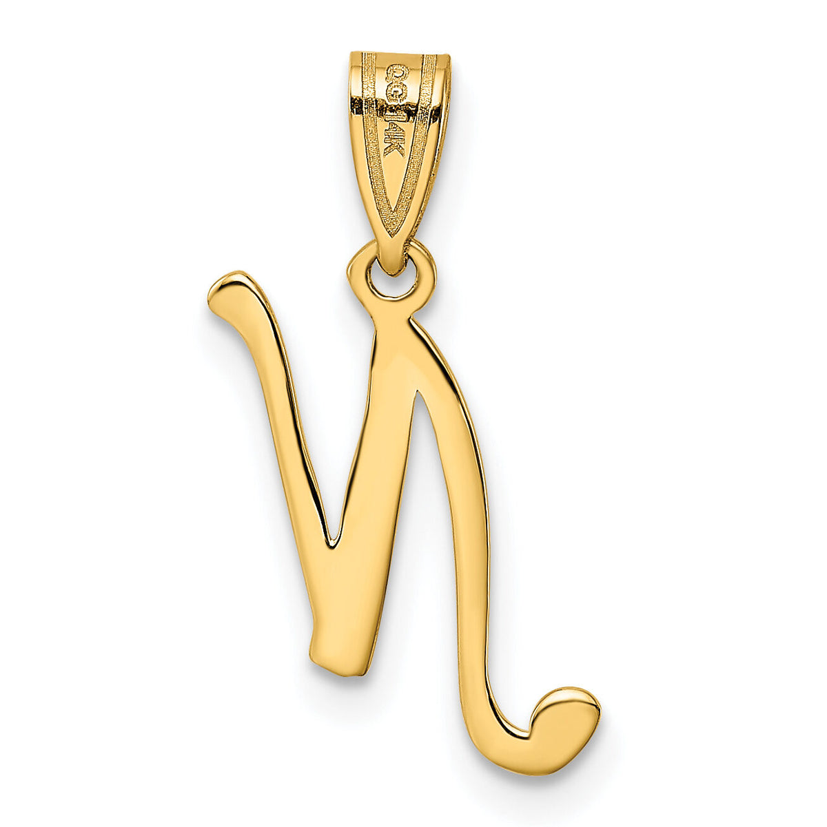 14KY Script Letter N Initial Pendant-YC993N