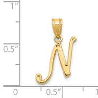 14KY Script Letter N Initial Pendant-YC993N
