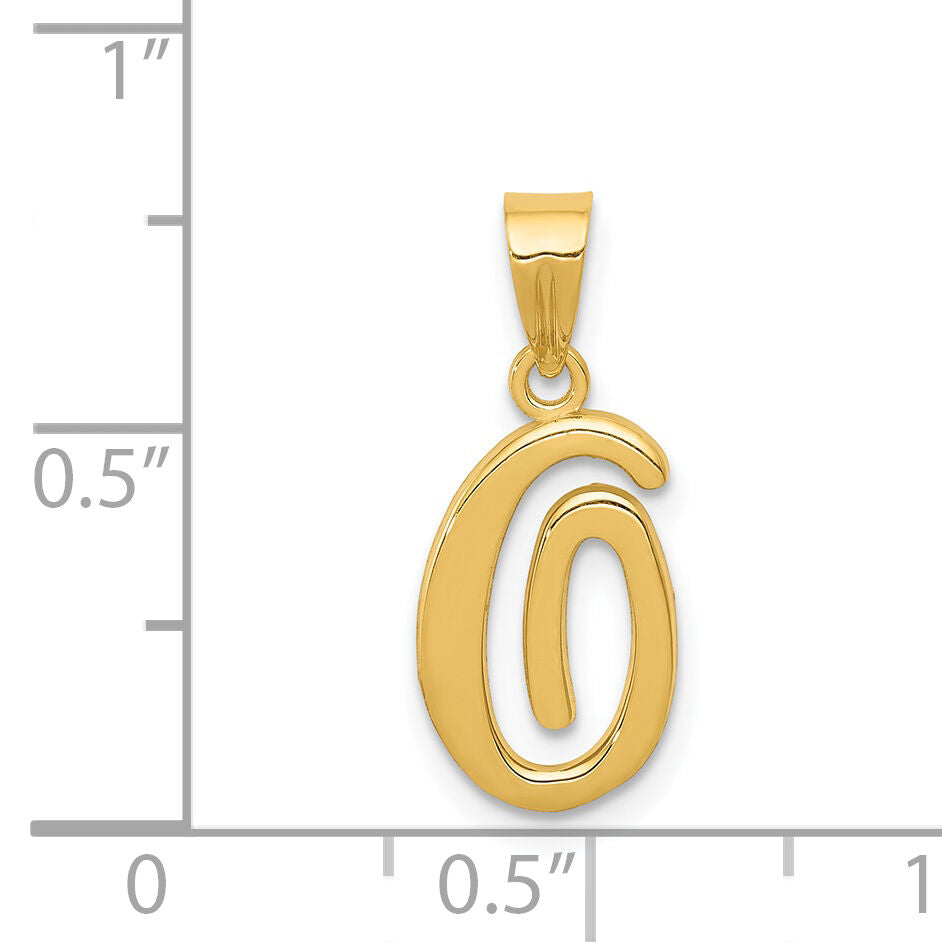 14KY Script Letter O Initial Pendant-YC993O