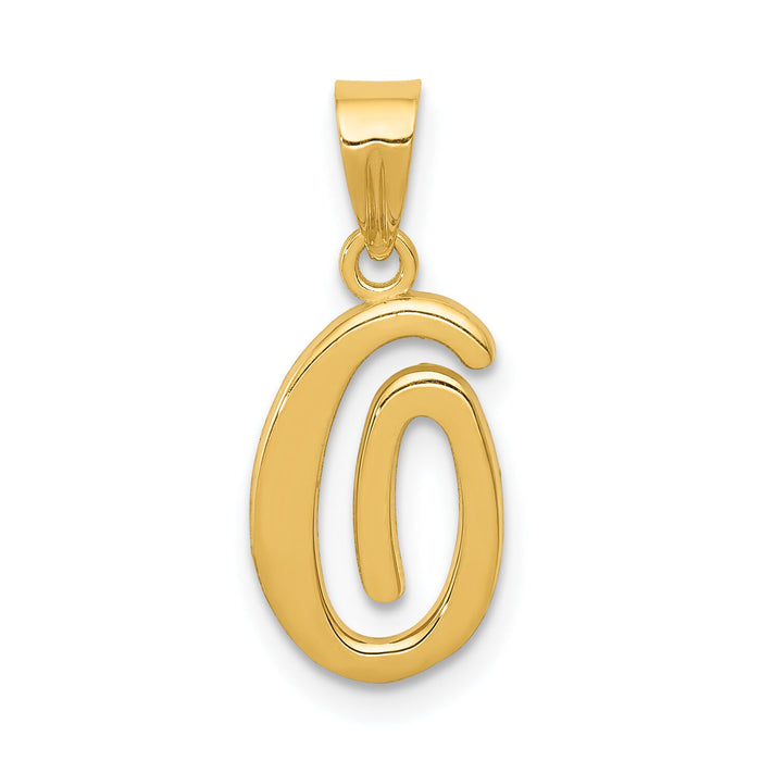 14KY Script Letter O Initial Pendant-YC993O