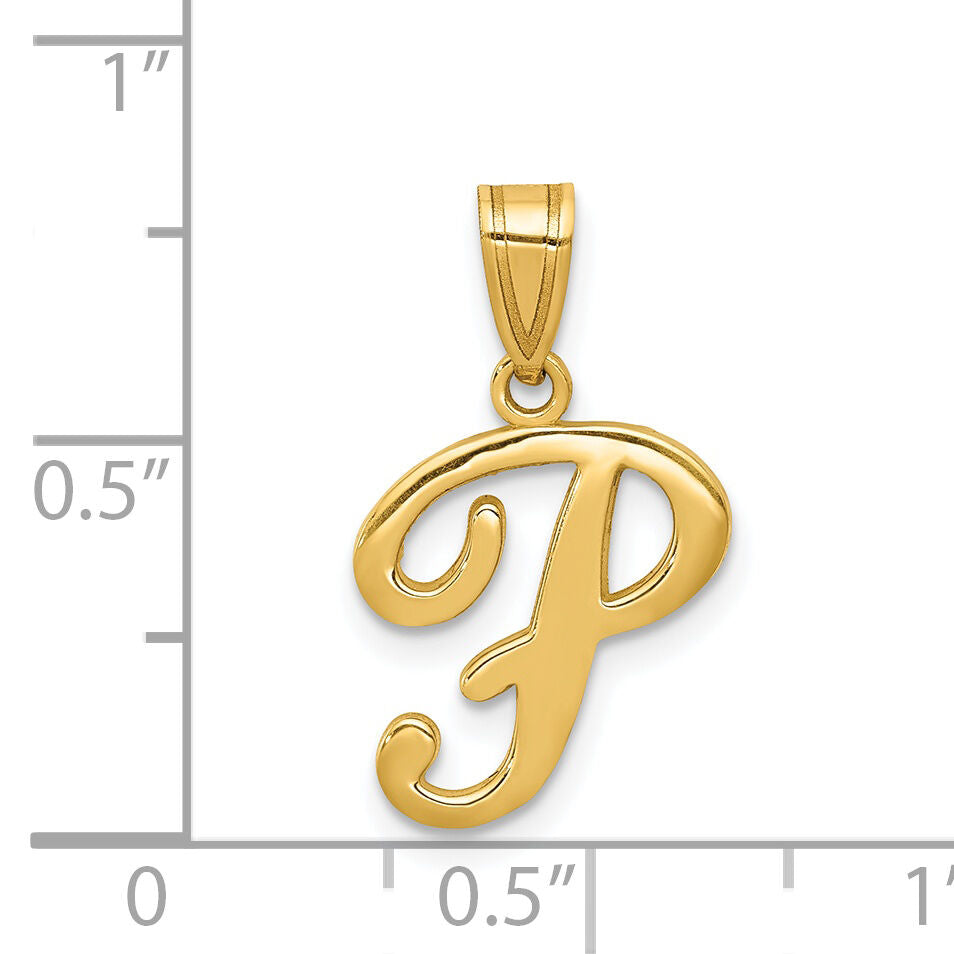 14KY Script Letter P Initial Pendant-YC993P