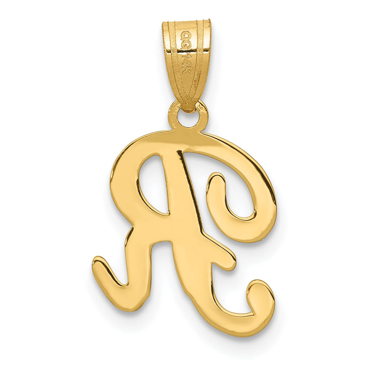 14KY Script Letter R Initial Pendant-YC993R