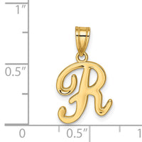 14KY Script Letter R Initial Pendant-YC993R