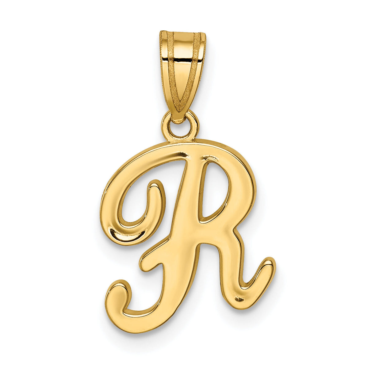 14KY Script Letter R Initial Pendant-YC993R