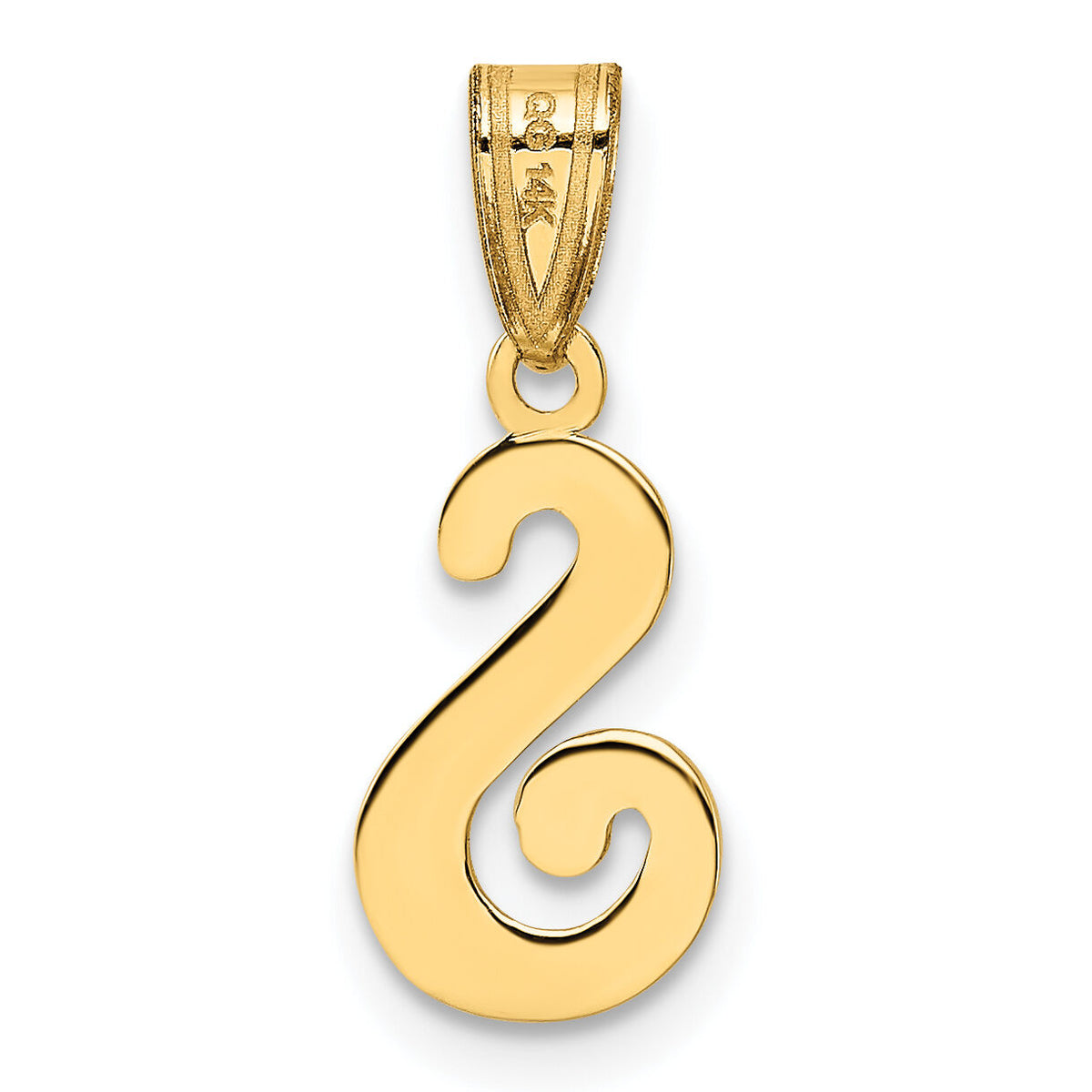 14KY Script Letter S Initial Pendant-YC993S
