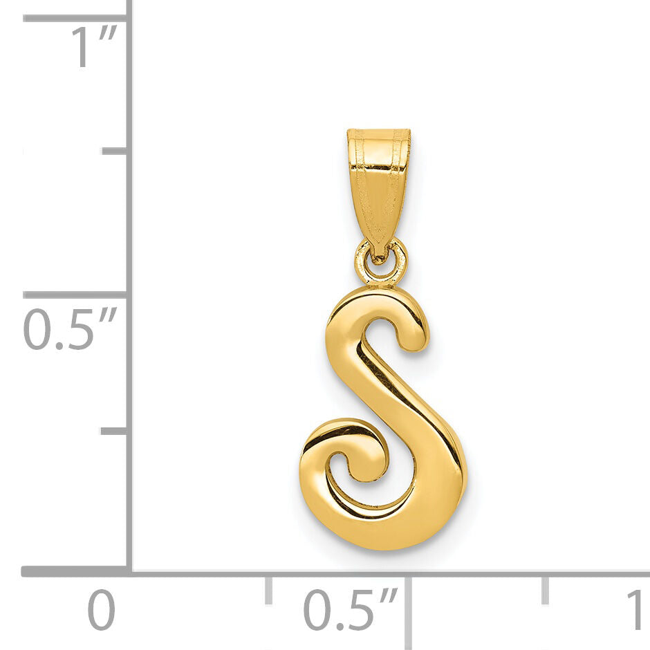14KY Script Letter S Initial Pendant-YC993S