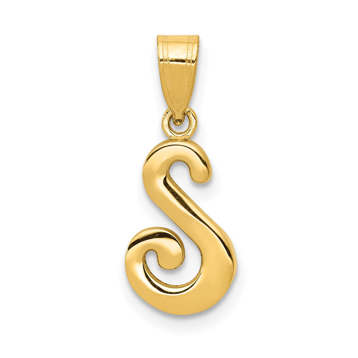 14KY Script Letter S Initial Pendant-YC993S