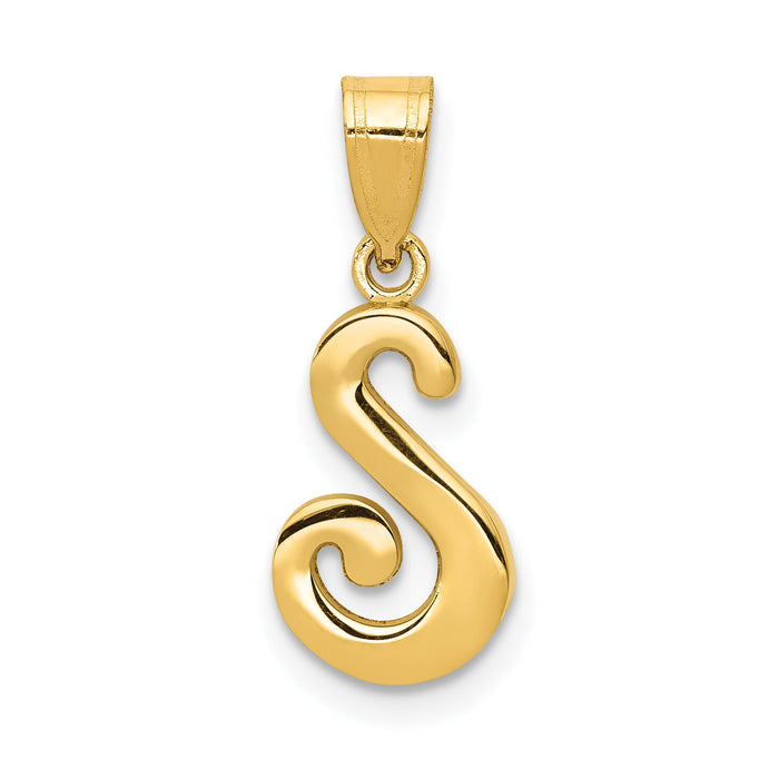 14KY Script Letter S Initial Pendant-YC993S