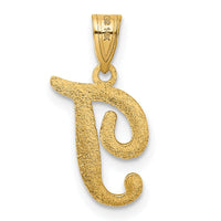 14KY Script Letter T Initial Pendant-YC993T