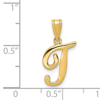 14KY Script Letter T Initial Pendant-YC993T