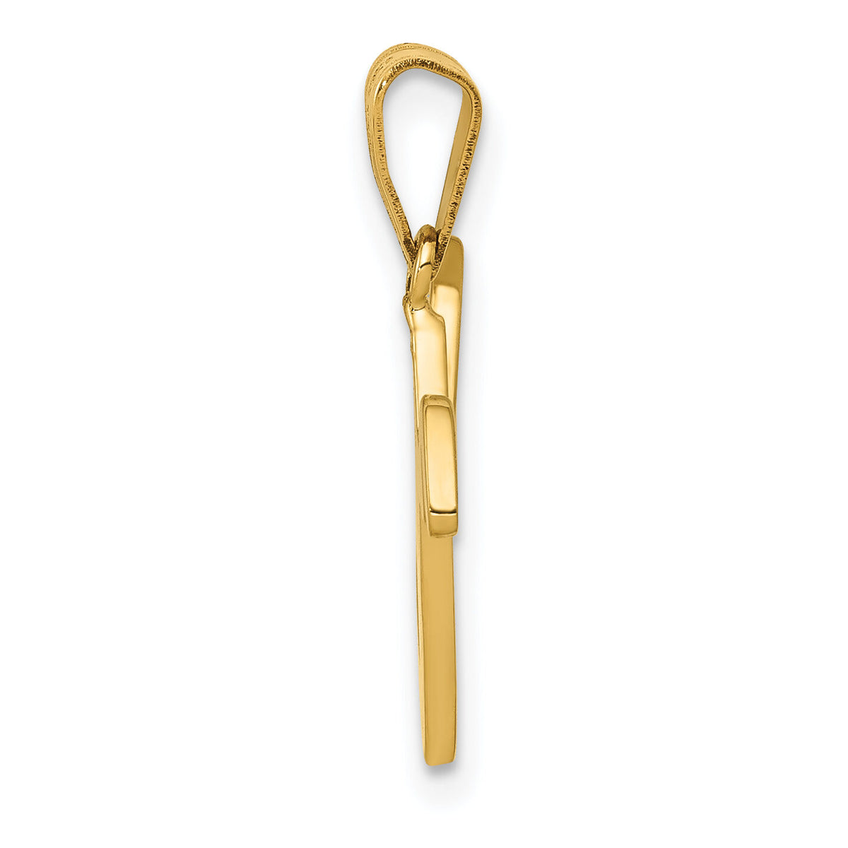 14KY Script Letter V Initial Pendant-YC993V