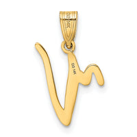 14KY Script Letter V Initial Pendant-YC993V
