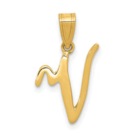 14KY Script Letter V Initial Pendant-YC993V