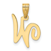 14KY Script Letter W Initial Pendant-YC993W