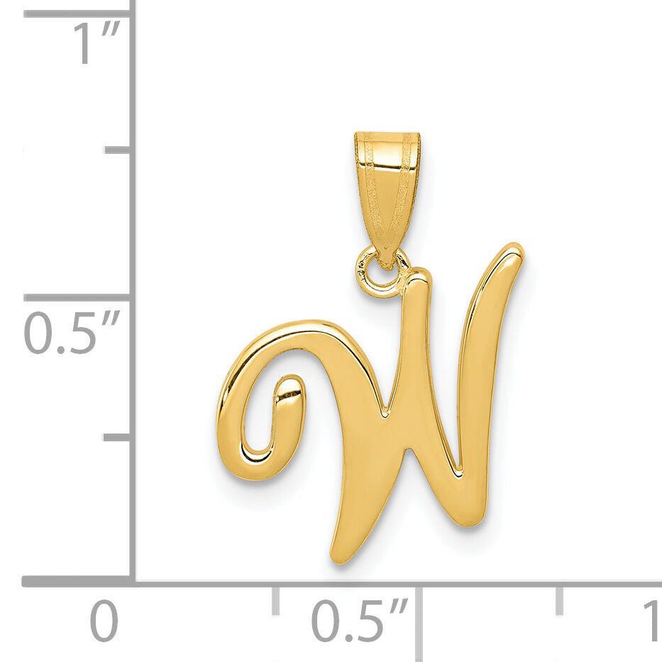 14KY Script Letter W Initial Pendant-YC993W