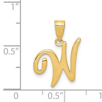 14KY Script Letter W Initial Pendant-YC993W