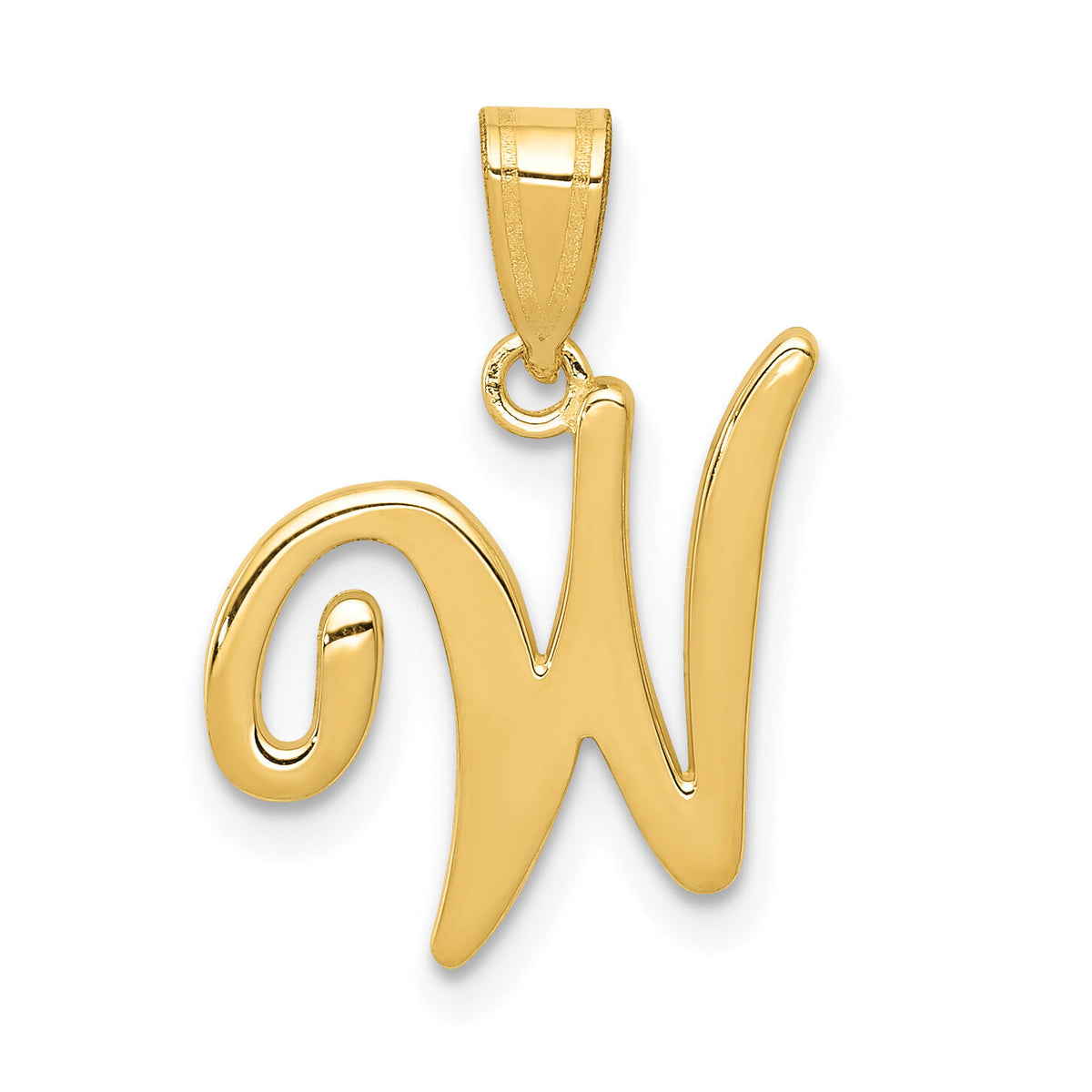 14KY Script Letter W Initial Pendant-YC993W