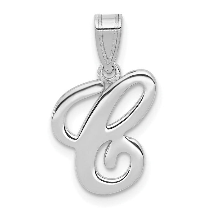 14KW White Gold Script Letter C Initial  Pendant-YC993WC