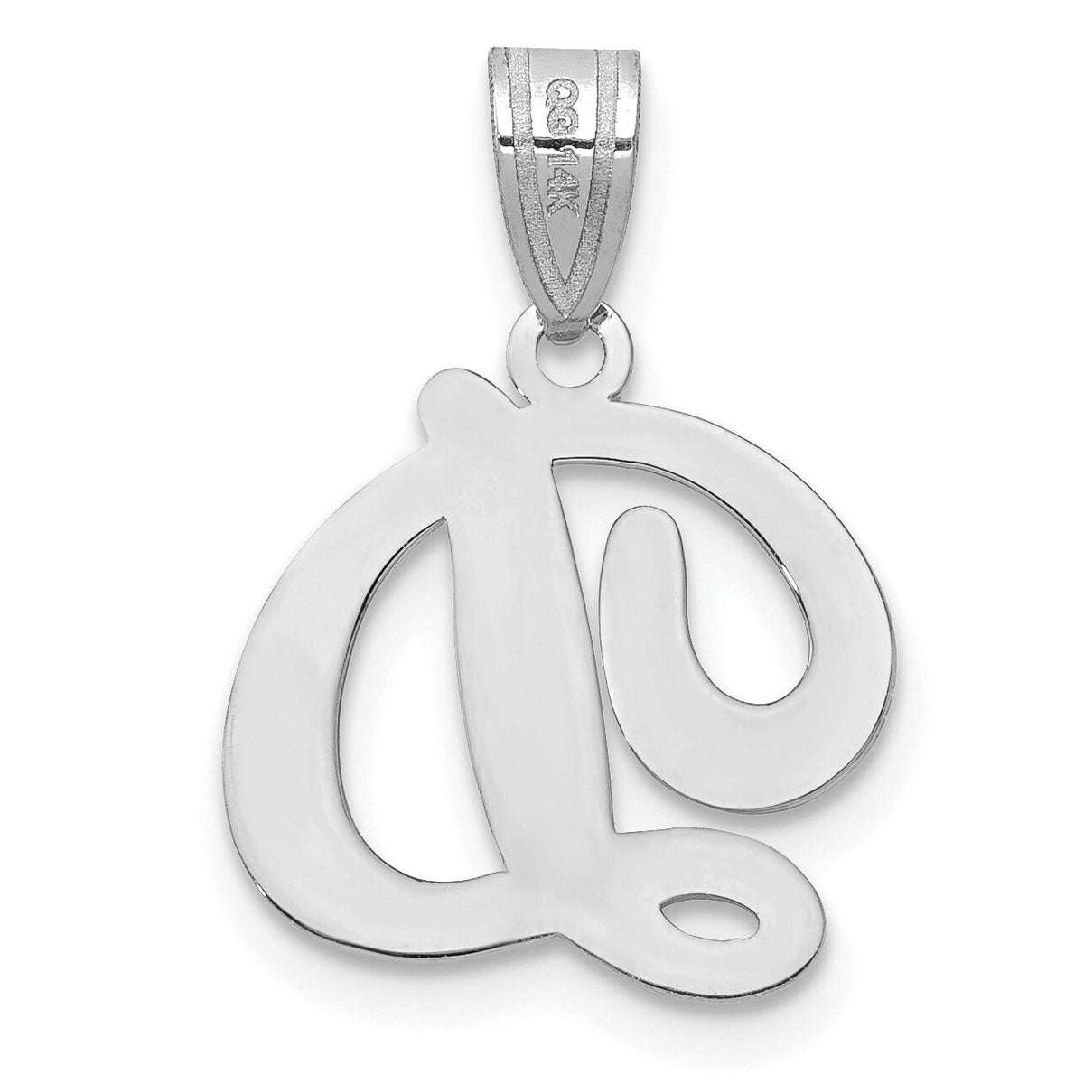 14KW White Gold Script Letter D Initial  Pendant-YC993WD