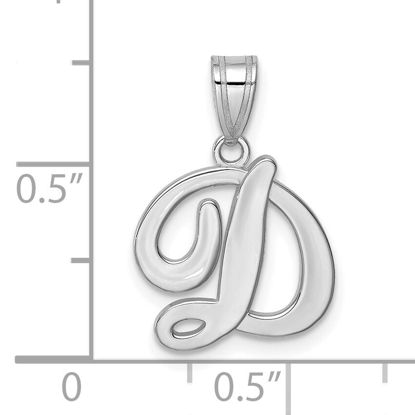 14KW White Gold Script Letter D Initial  Pendant-YC993WD