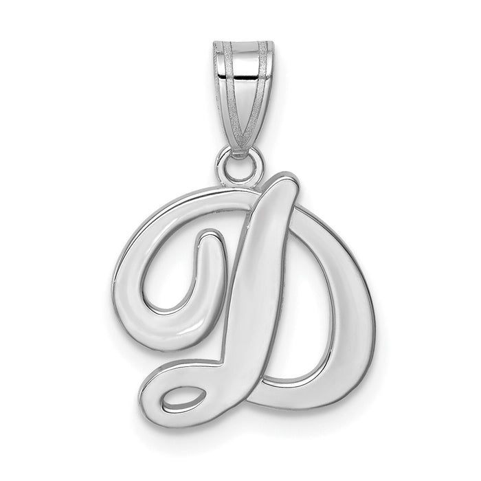 14KW White Gold Script Letter D Initial  Pendant-YC993WD
