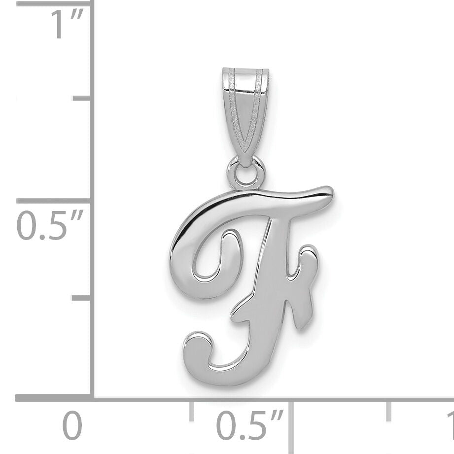 14KW White Gold Script Letter F Initial Pendant-YC993WF