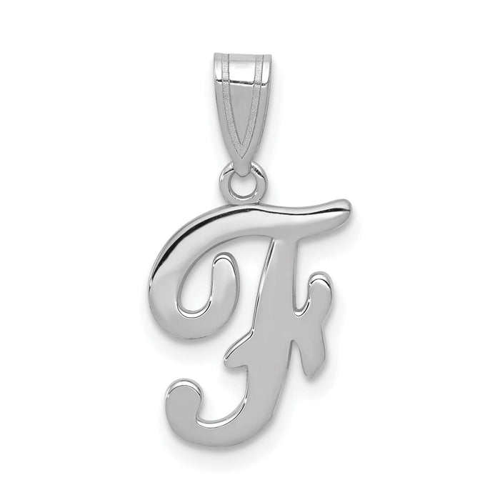 14KW White Gold Script Letter F Initial Pendant-YC993WF