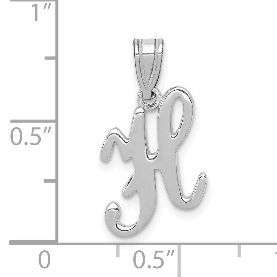 14KW White Gold Script Letter H Initial Pendant-YC993WH