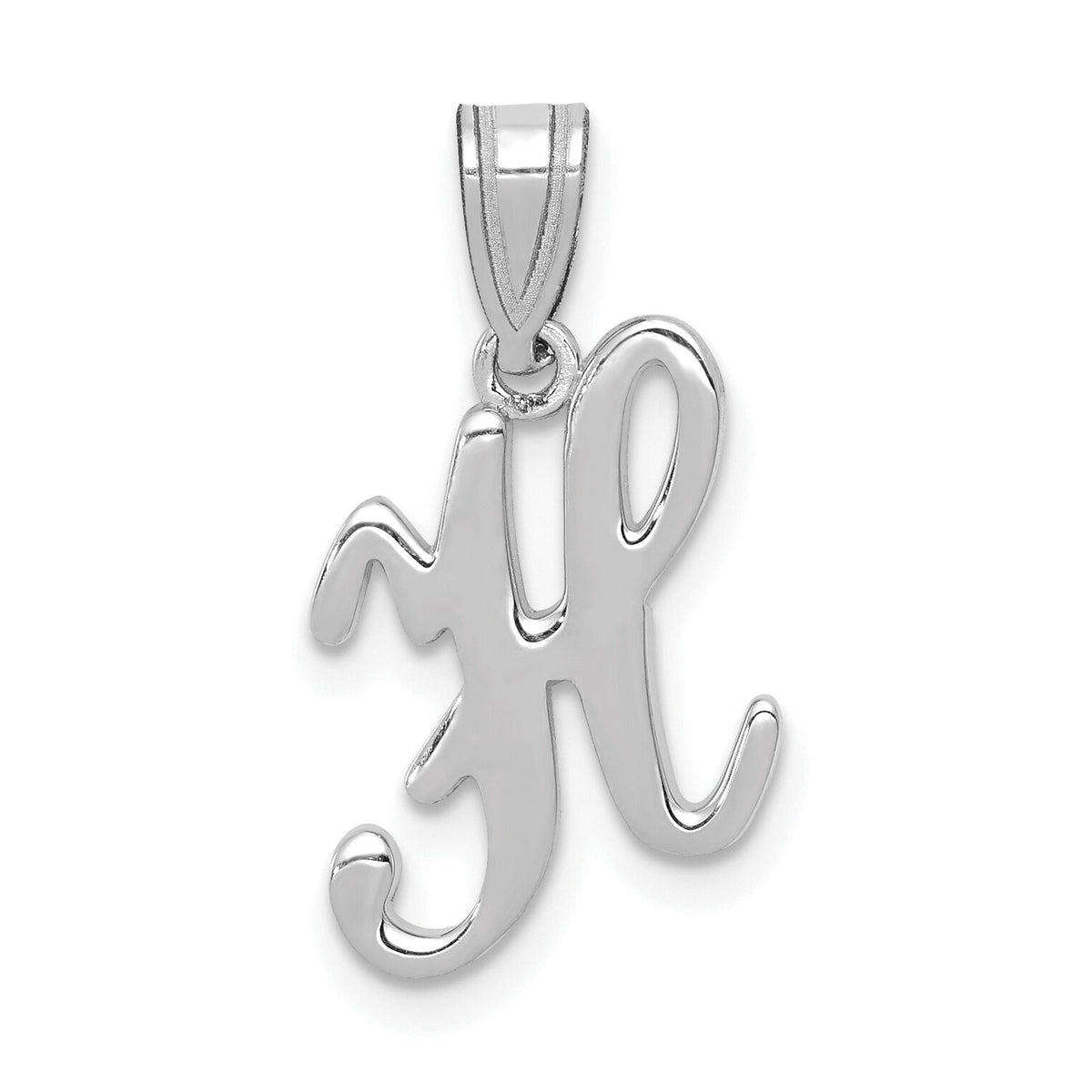14KW White Gold Script Letter H Initial Pendant-YC993WH