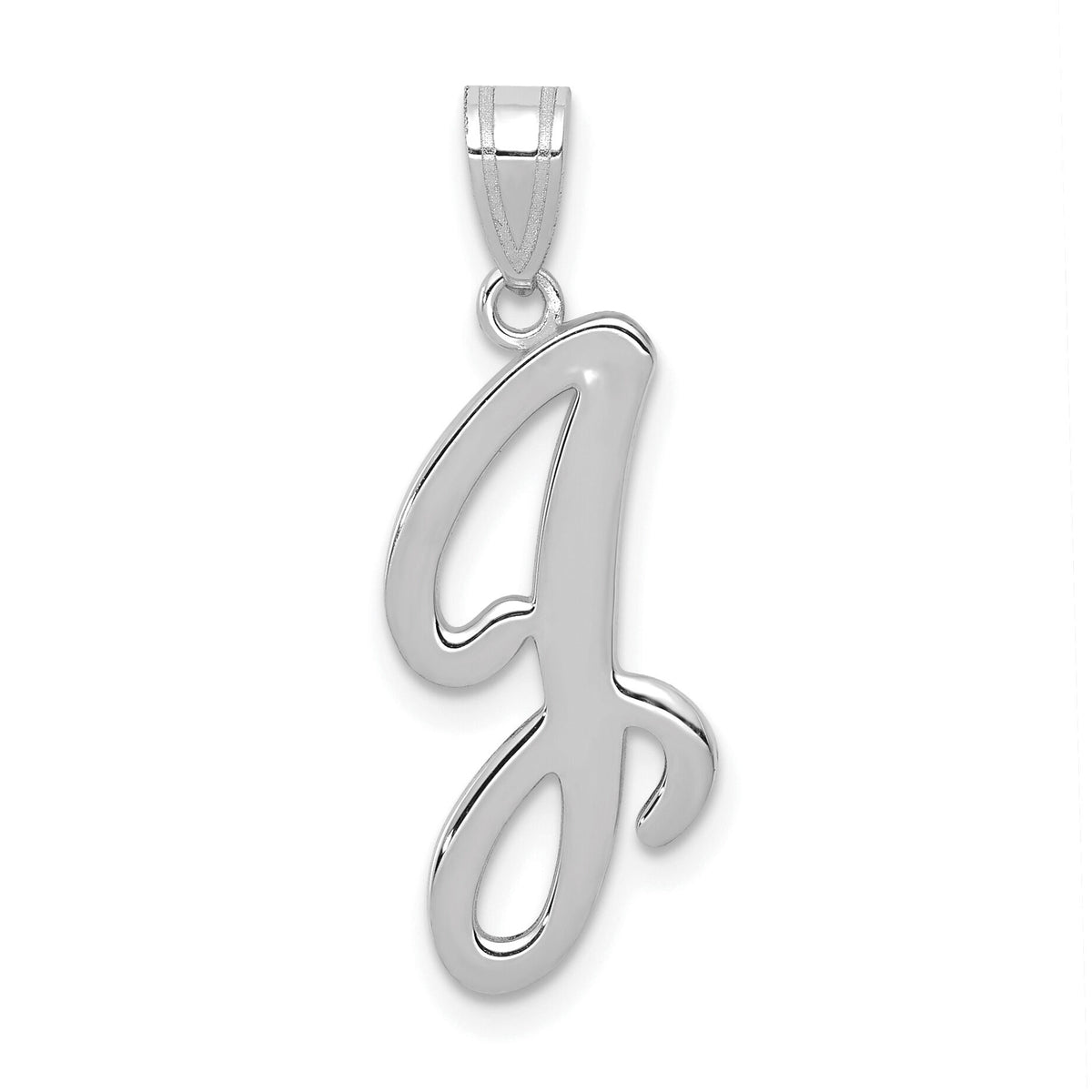 14KW White Gold Script Letter J Initial Pendant-YC993WJ