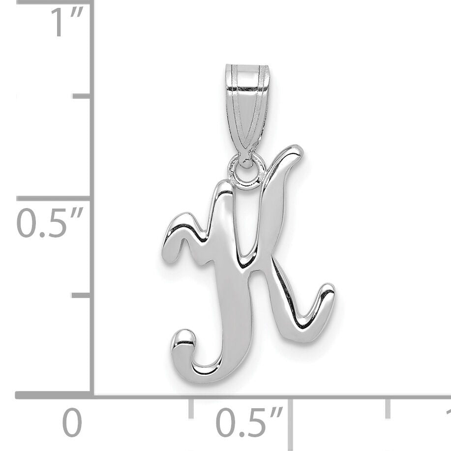 14KW White Gold Script Letter K Initial Pendant-YC993WK