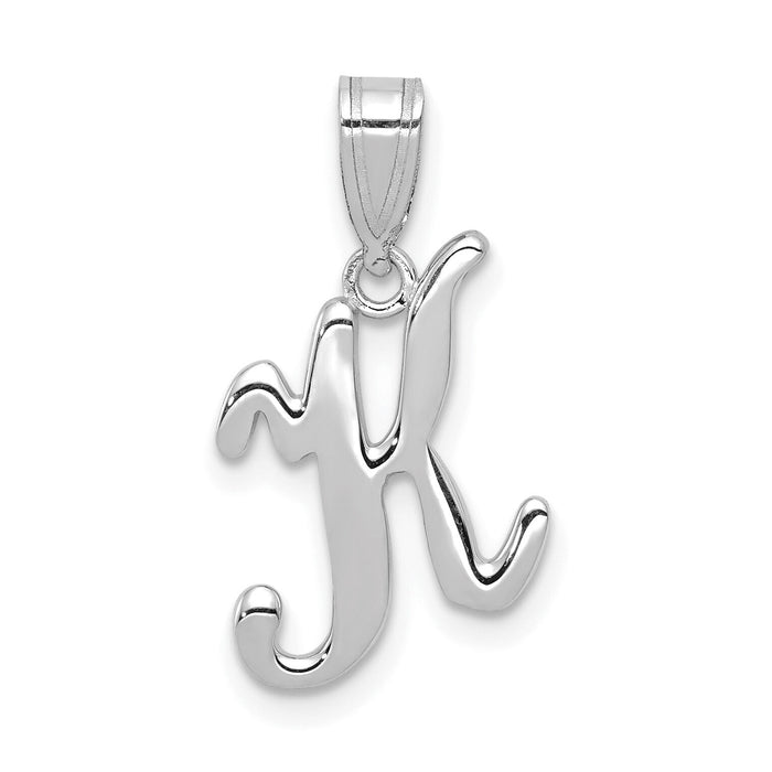14KW White Gold Script Letter K Initial Pendant-YC993WK