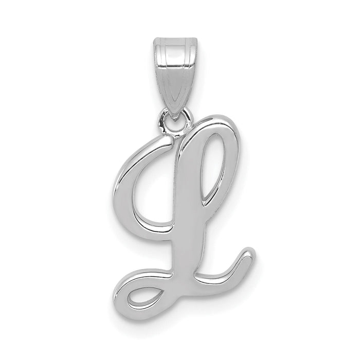 14KW White Gold Script Letter L Initial Pendant-YC993WL