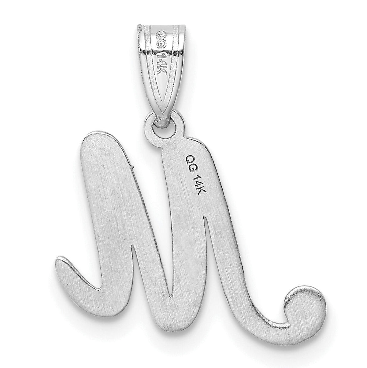 14KW White Gold Script Letter M Initial Pendant-YC993WM