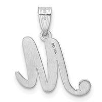 14KW White Gold Script Letter M Initial Pendant-YC993WM