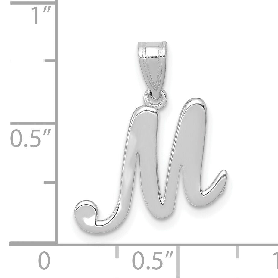14KW White Gold Script Letter M Initial Pendant-YC993WM