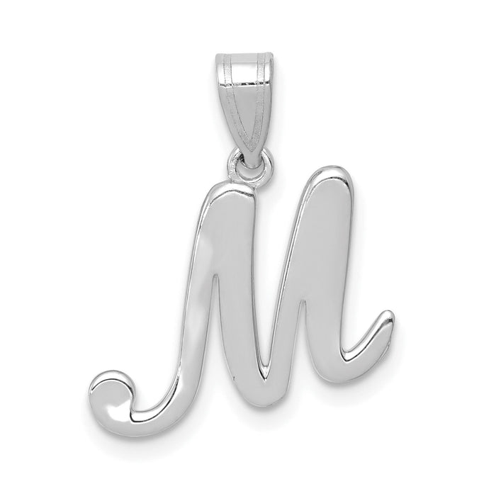 14KW White Gold Script Letter M Initial Pendant-YC993WM