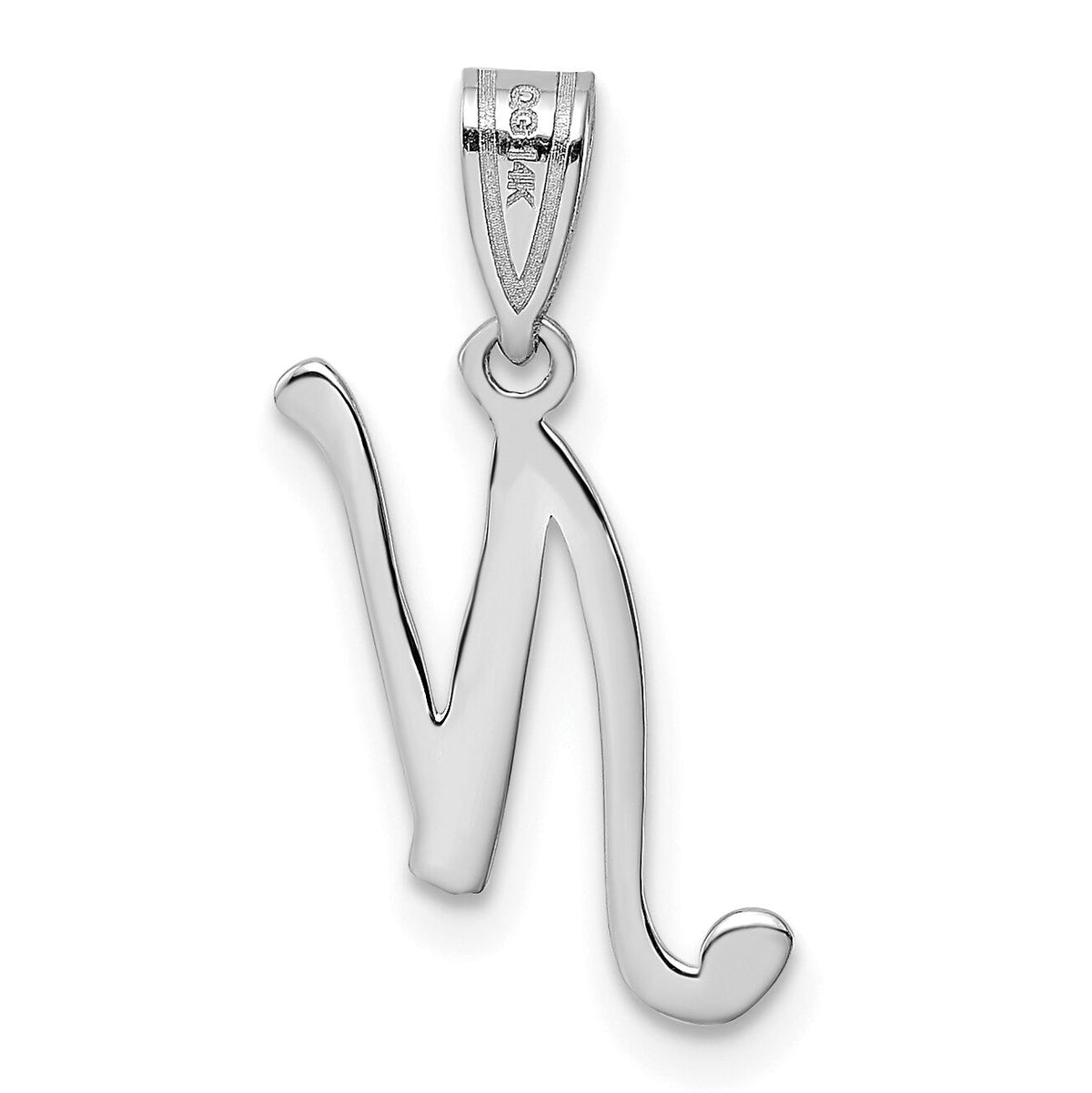 14KW White Gold Script Letter N Initial Pendant-YC993WN