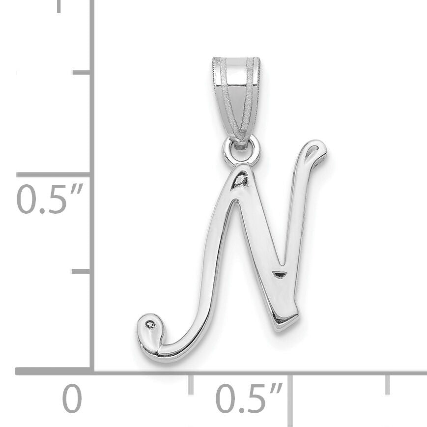 14KW White Gold Script Letter N Initial Pendant-YC993WN