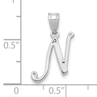 14KW White Gold Script Letter N Initial Pendant-YC993WN