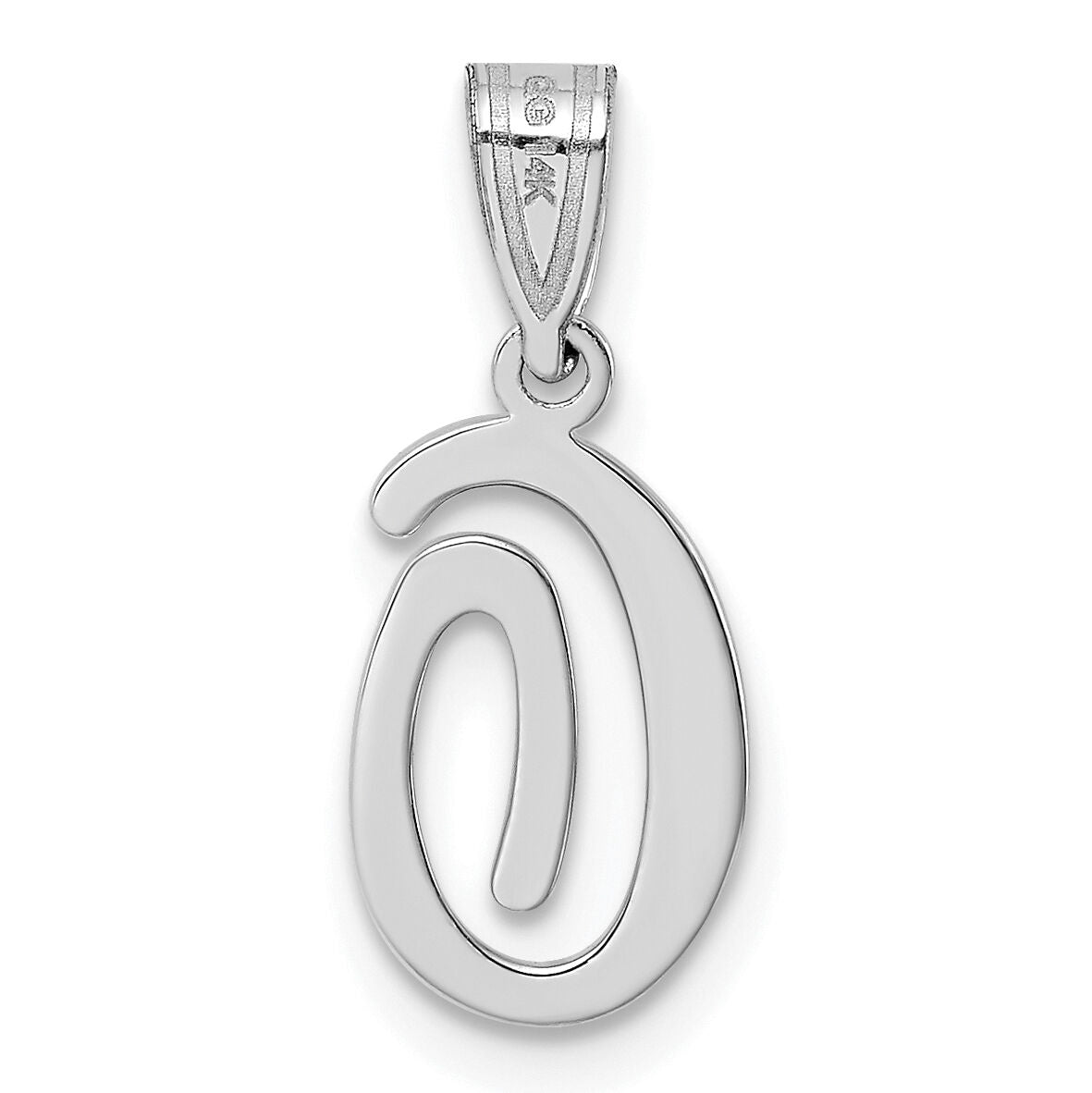 14KW White Gold Script Letter O Initial Pendant-YC993WO