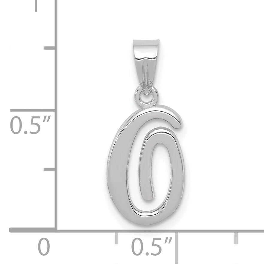 14KW White Gold Script Letter O Initial Pendant-YC993WO