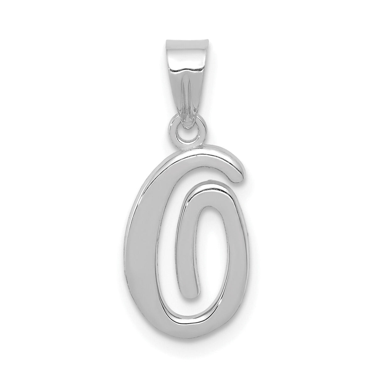 14KW White Gold Script Letter O Initial Pendant-YC993WO