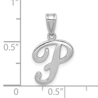 14KW White Gold Script Letter P Initial Pendant-YC993WP