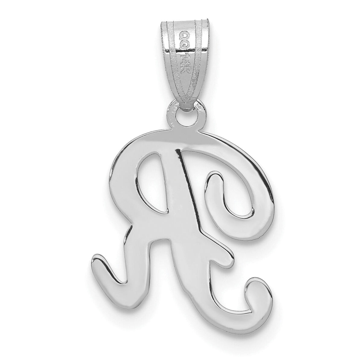 14KW White Gold Script Letter R Initial Pendant-YC993WR