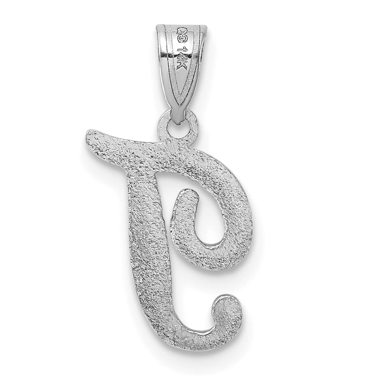 14KW White Gold Script Letter T Initial Pendant-YC993WT