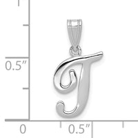 14KW White Gold Script Letter T Initial Pendant-YC993WT